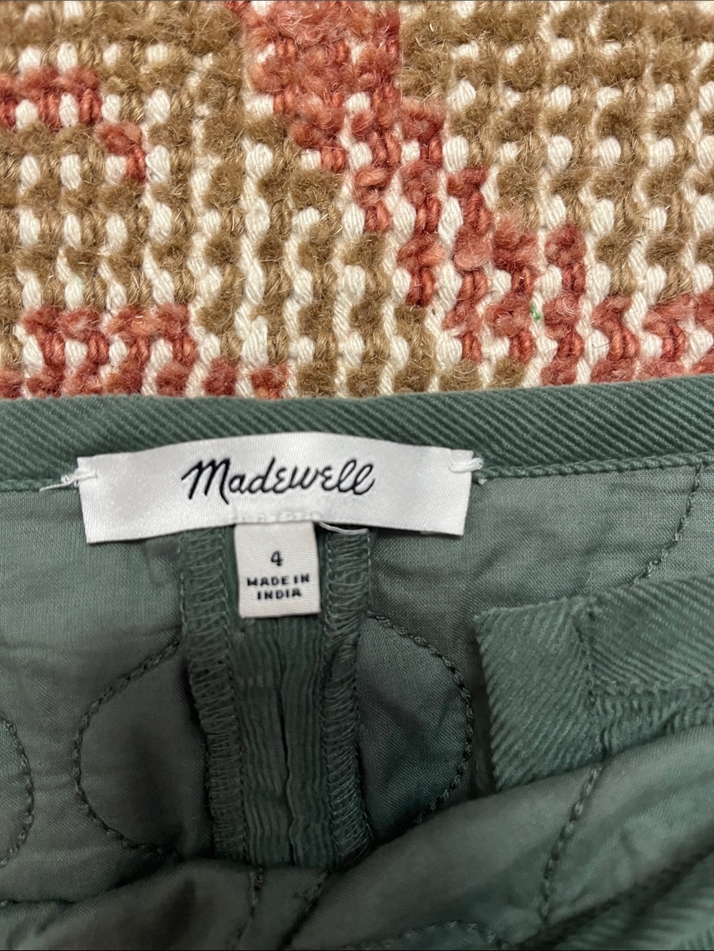 NWOT Madewell Quilted Corduroy Mini Wrap Skirt Button Front Size 4 - Picture 7 of 9